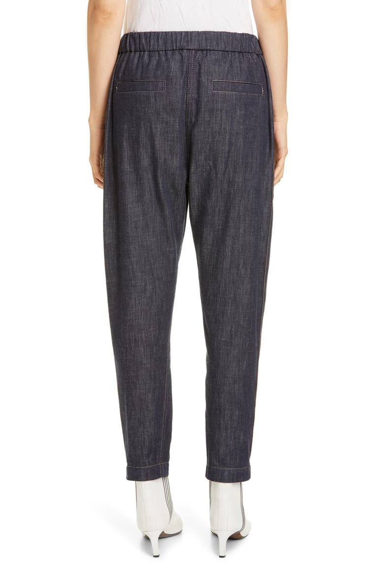 Monili Side Stripe Denim Track Pants, Alternate, color, DARK DENIM