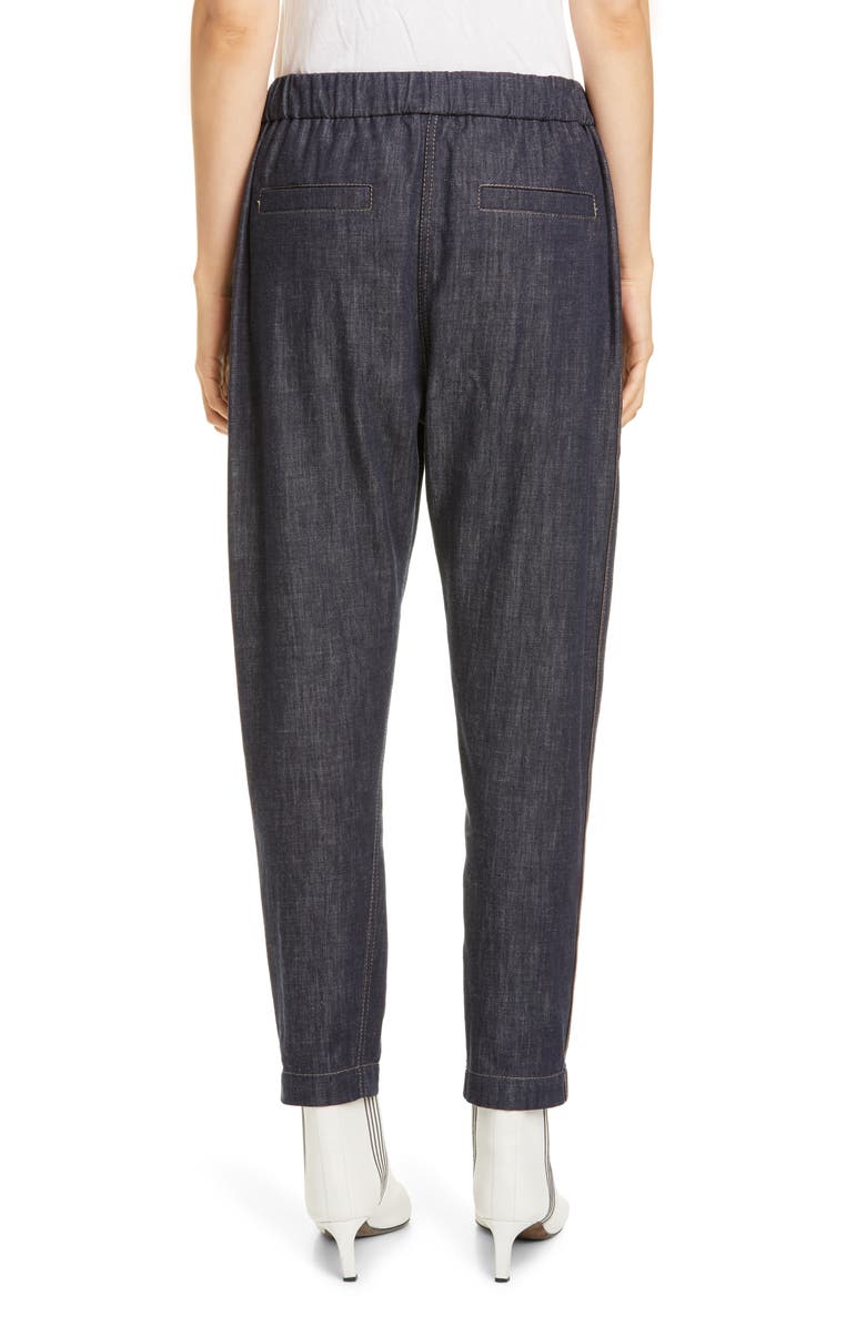 Brunello Cucinelli Monili Side Stripe Denim Track Pants, Alternate, color, 