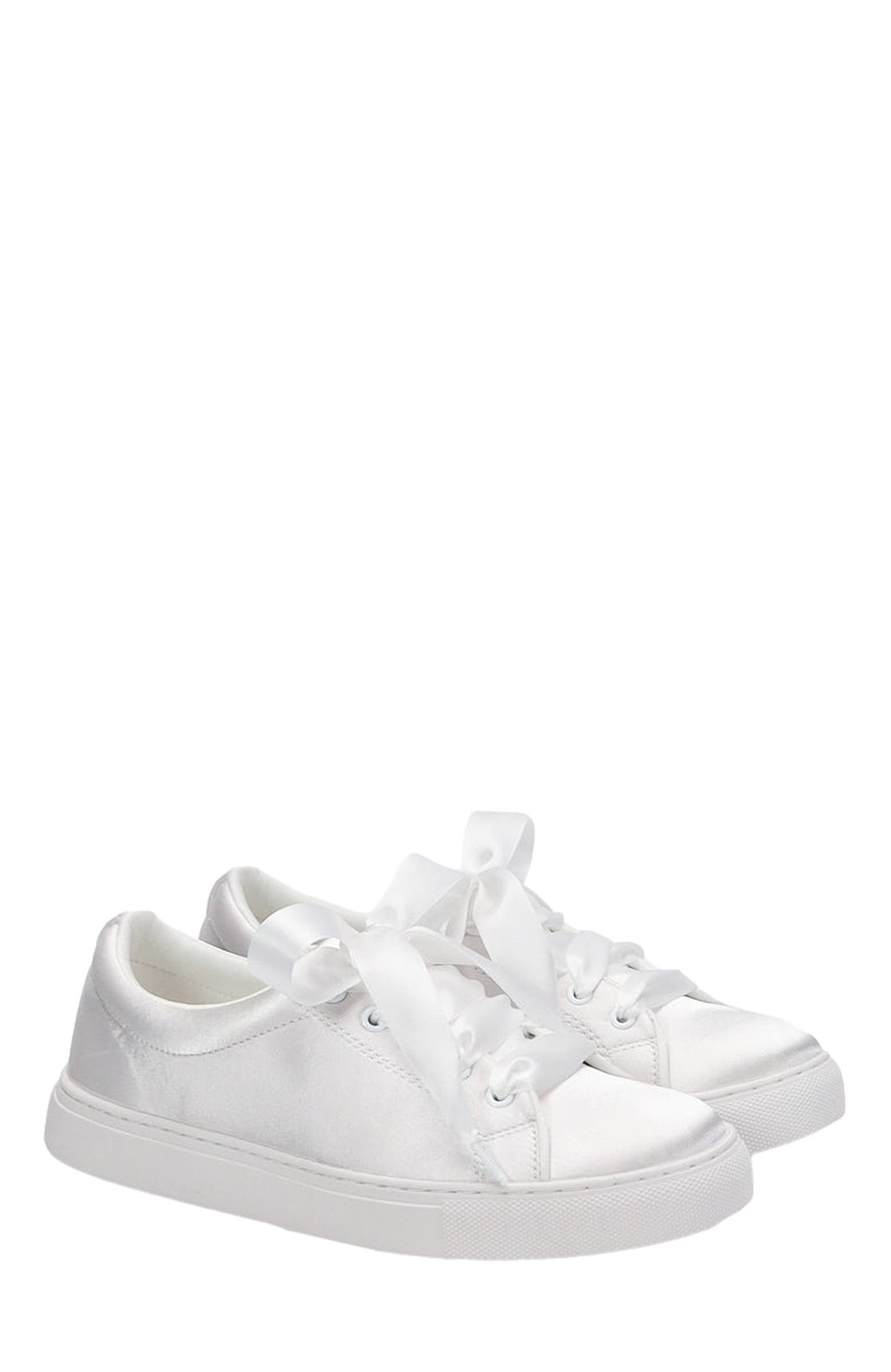 Lucy Satin Wedding Platform Sneakers, Main, color, White