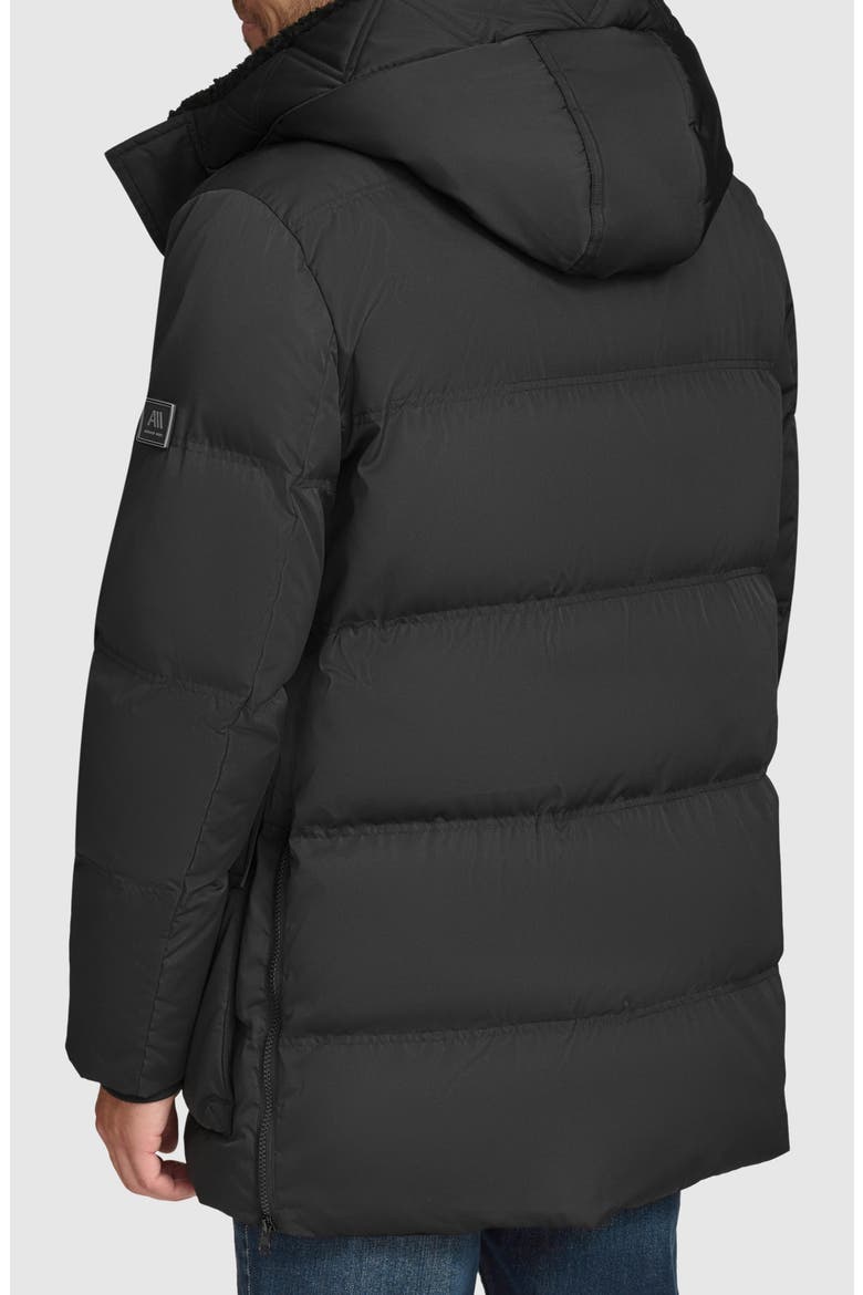 Essential Water Resistant Faux Shearling Lined Down & Feather Insulated Puffer Parka, Alternate, color, BLACK