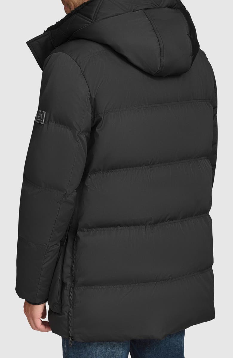 Andrew Marc Essential Water Resistant Faux Shearling Lined Down & Feather Insulated Puffer Parka, Alternate, color, Black