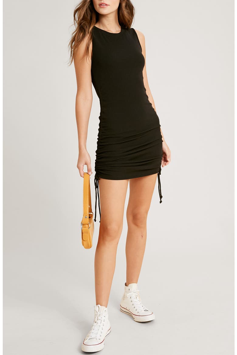 Side Ruched Tank Minidress, Main, color, BLACK