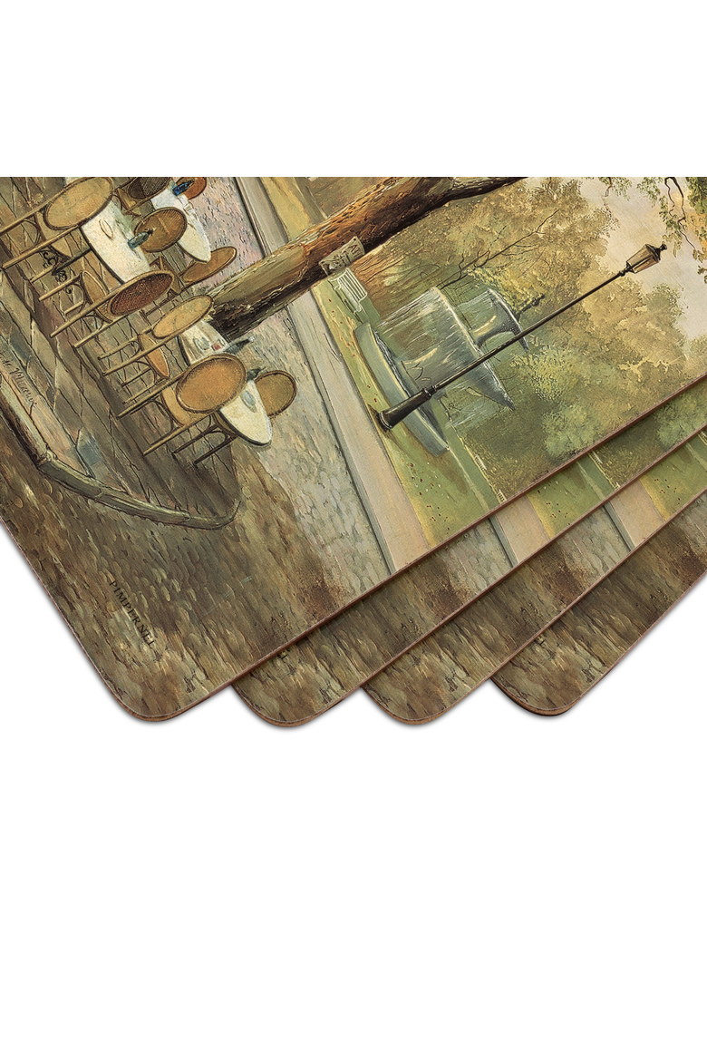 Parisian Scene Set of 4 Cork Back Placemats, Alternate, color, Multi
