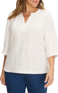 NZT by NIC+ZOE Lace Split Neck Top