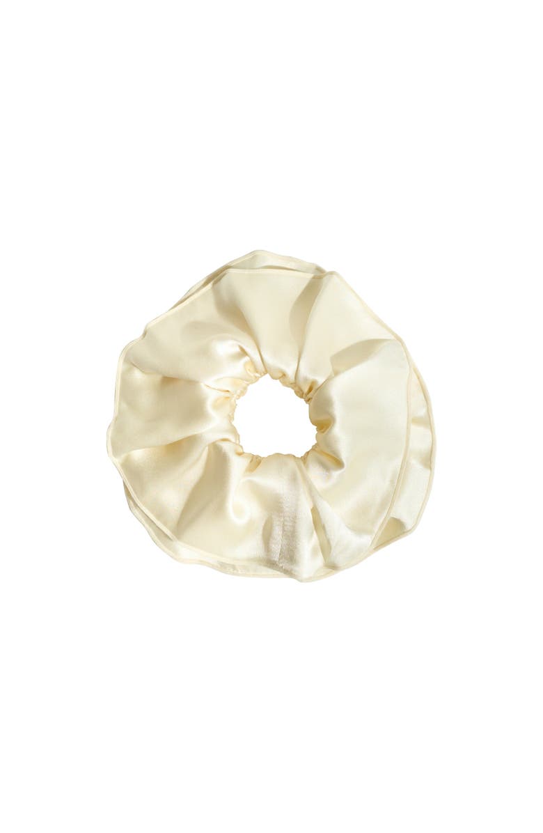 Lost Pattern "Maxi Flower" Double-Layer Oversized Silk Scrunchie, Main, color, Cream