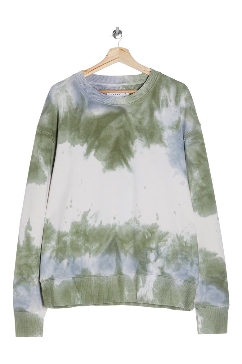 Tie Dye Crewneck Sweatshirt, Alternate, color, GREEN MULTI