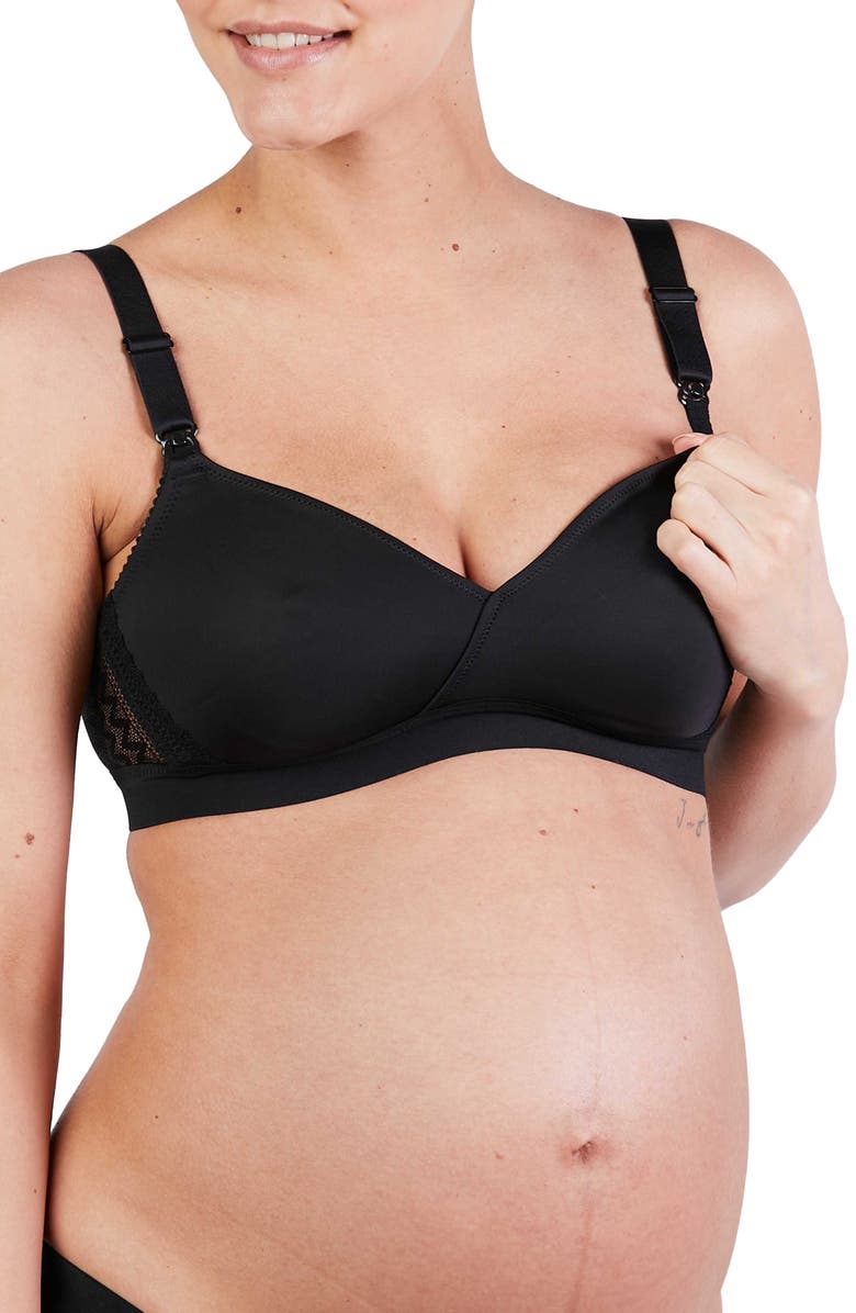 Cache Coeur Serena Wireless Lace Nursing Bra, Alternate, color, Black
