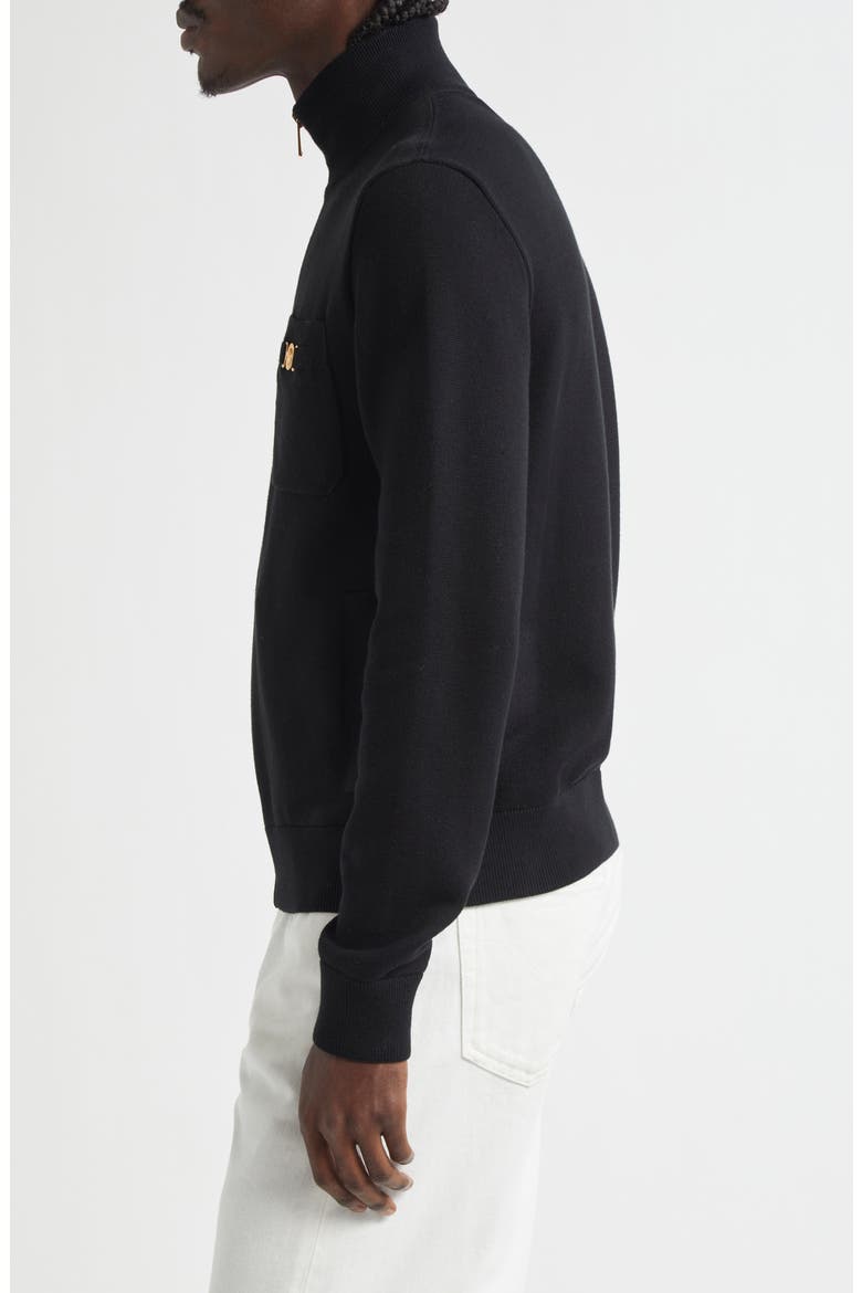 Medusa Biggie Cotton & Cashmere Blend Zip Cardigan, Alternate, color, BLACK