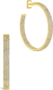 Sterling Forever Cubic Zirconia Statement Inside Out Hoop Earrings
