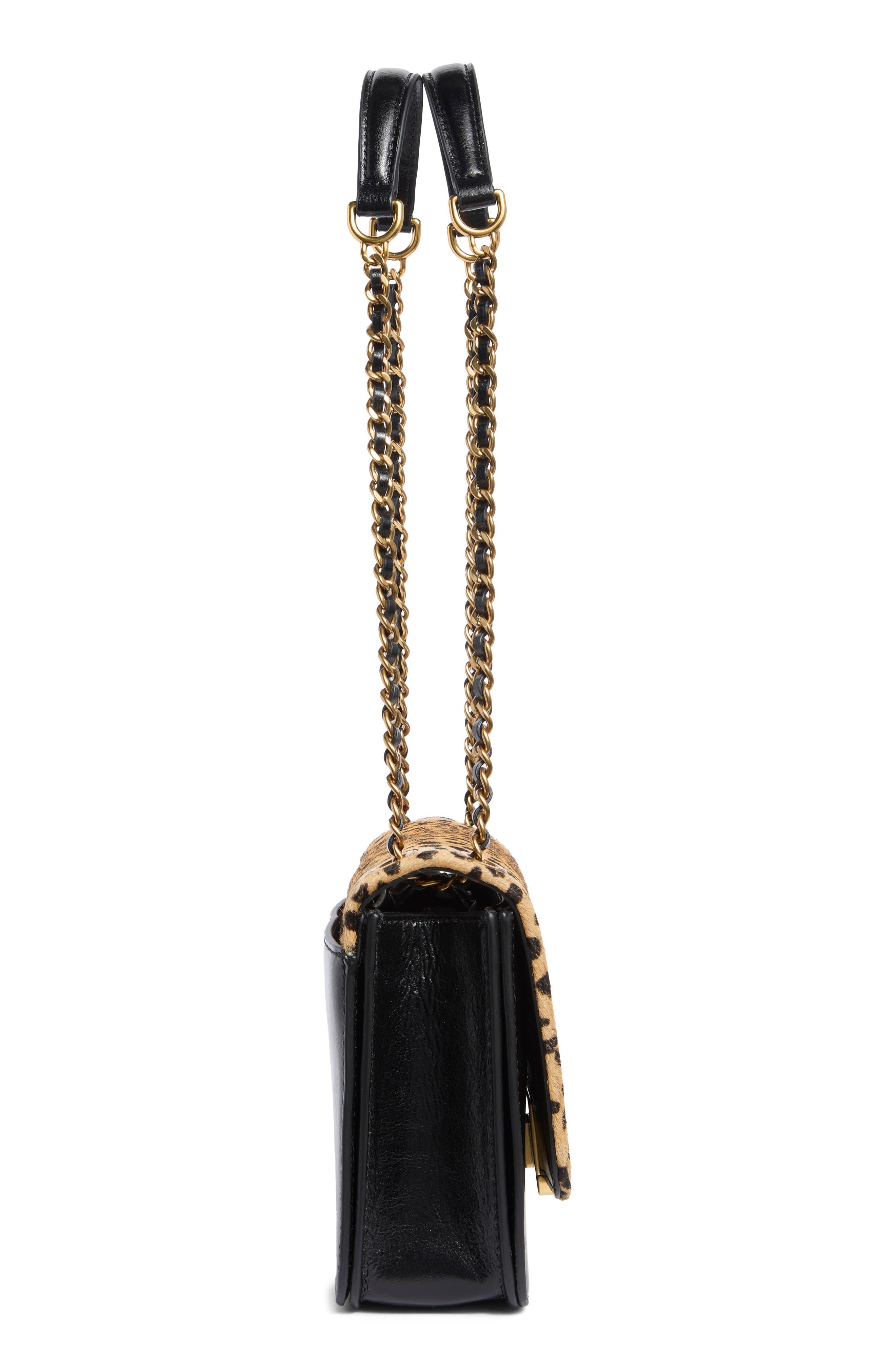 Leather & Hair Calf Shoulder Bag, Alternate, color, BLACK MULTI