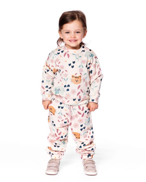 Deux Par Deux Glittering French Terry Sweatshirt Cat In Multi