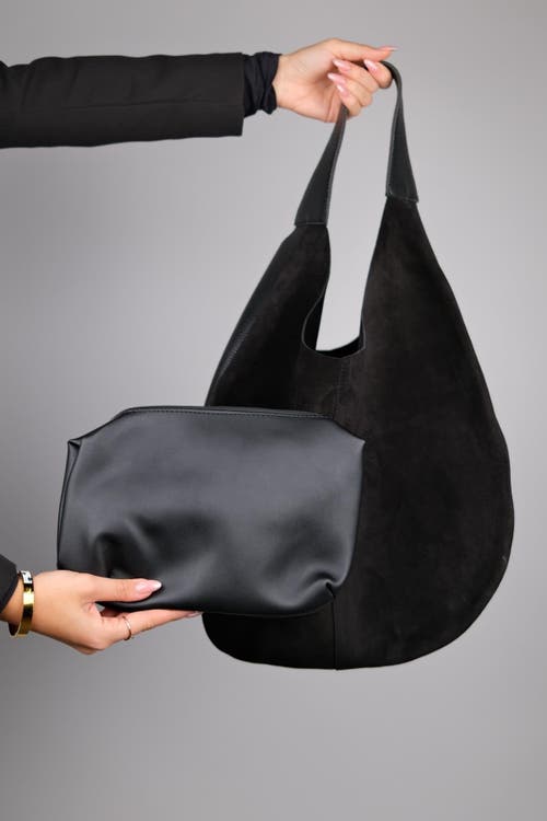 Forever & Always Shoes Puja Leather Shoulder Bag In Black