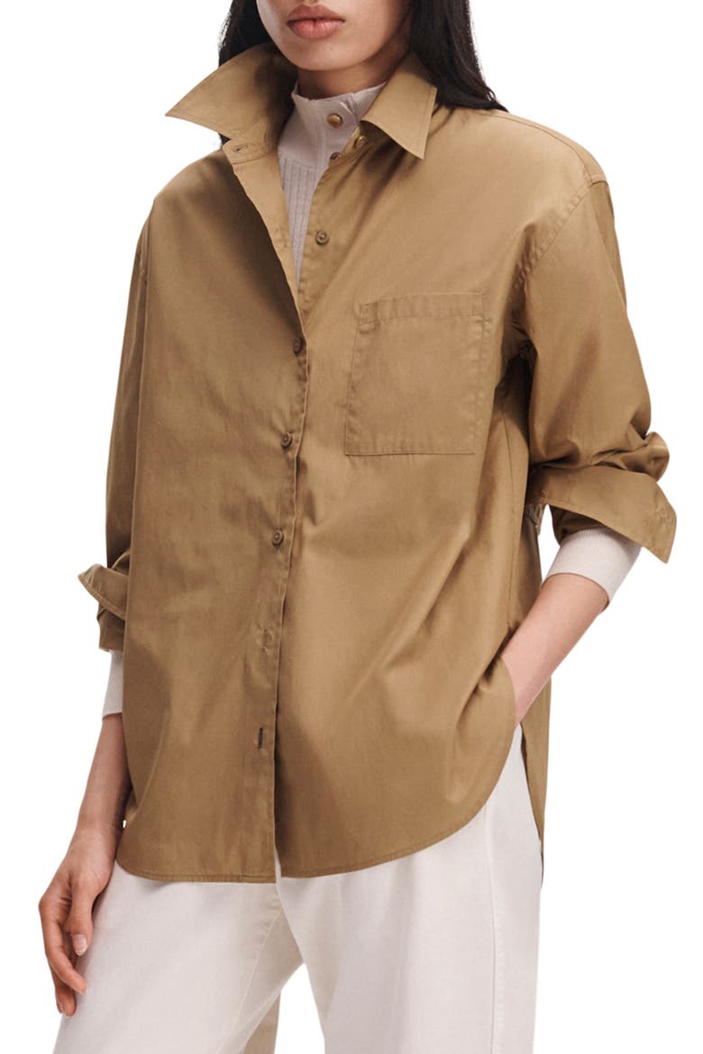 Connie Cotton Poplin Button-Up Shirt, Main, color, GOLD