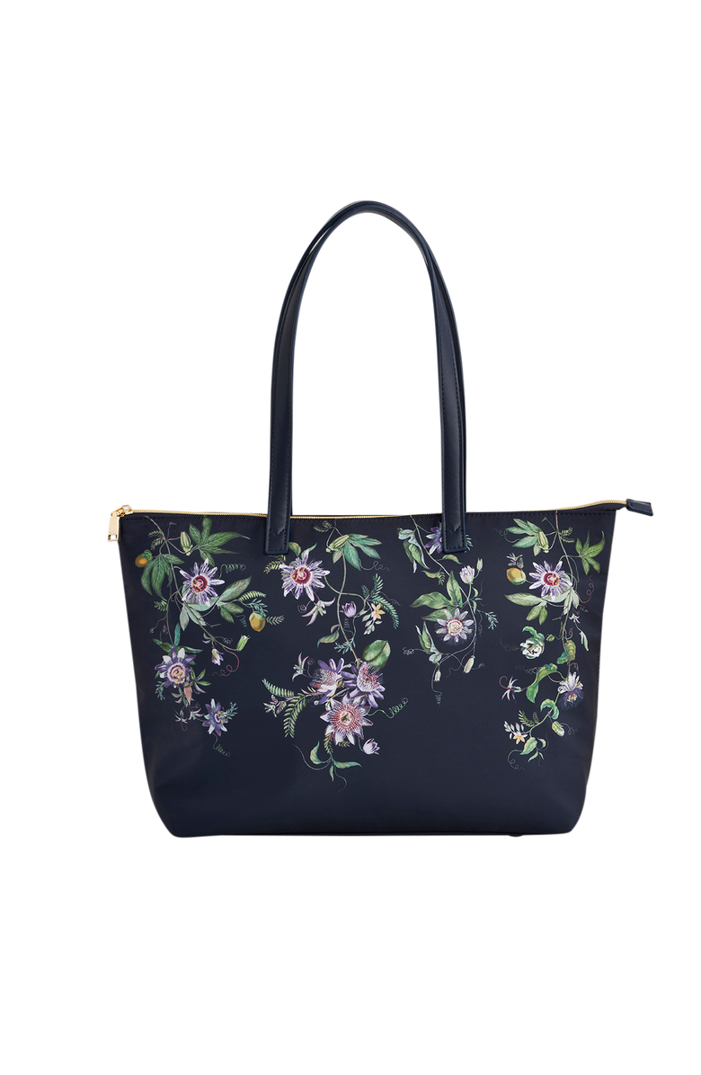 Fable England Passion Flower Grab Tote, Main, color, Navy