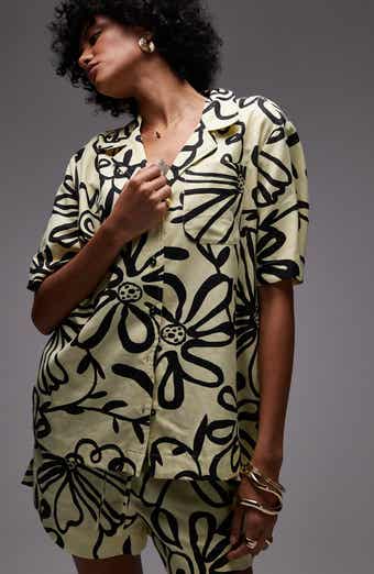 Topshop Cotton & Hemp Button-Up Resort Shirt