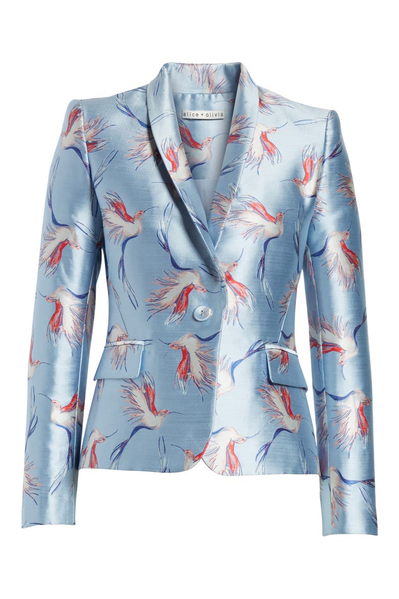 Macey Bird Print Jacket, Alternate, color, DUSTY AQUA/ MULTI