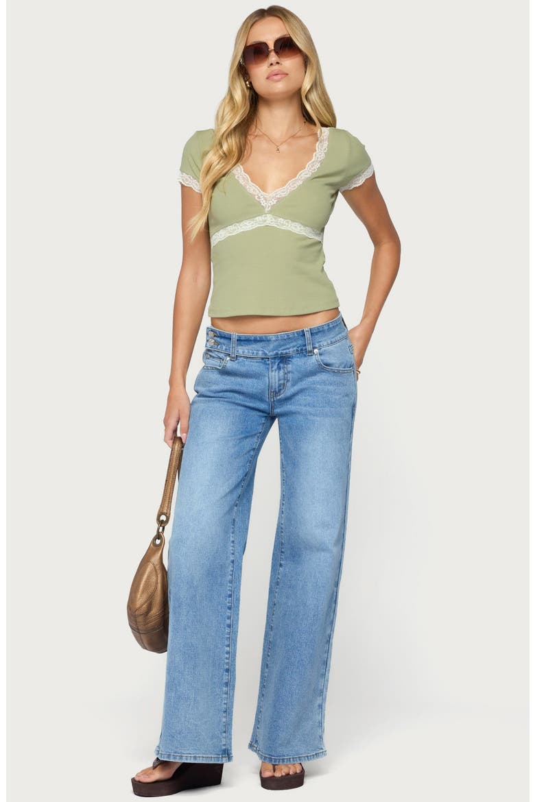 Juli Lacey Ribbed V-Neck Top, Alternate, color, SAGE