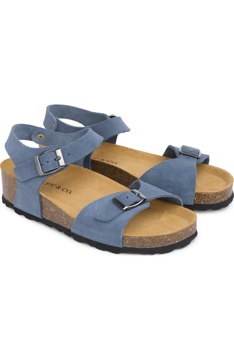 Celtic & Co. Low Wedge Double Buckle Suede Sandal, Alternate, color, Cobalt