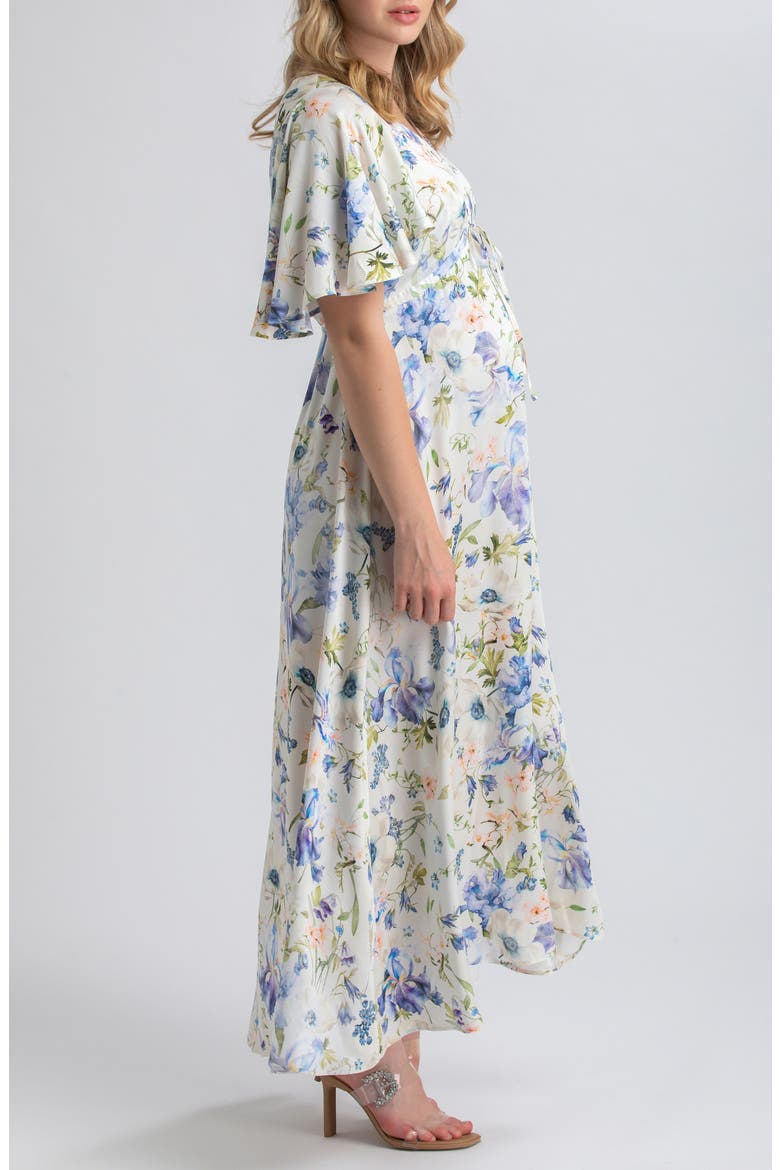 Valentina Floral Maternity Maxi Dress, Alternate, color, IVORY