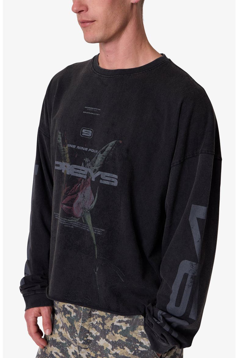 Preys Long Sleeve Graphic Cotton T-Shirt, Alternate, color, WASHED BLACK