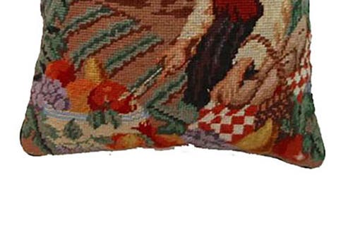 C & F Home C&f Home French Harvest Girl Needlepoint Wool Blend Accent Pillow In Multi