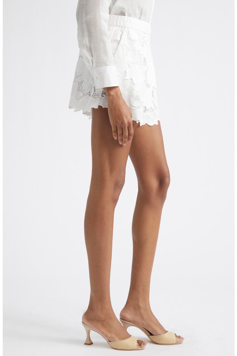 Laina Floral Lace Cotton Shorts, Alternate, color, IVORY