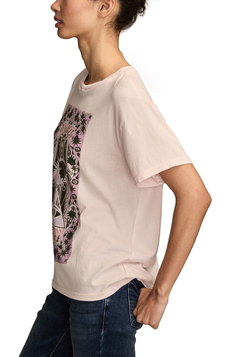 Lucky Brand Celestial Hamsa Cotton Graphic T-Shirt, Alternate, color, Pale Lilac