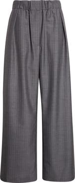 Jil Sander Pleated Pinstripe Elastic Waist Wool Wide Leg Pants