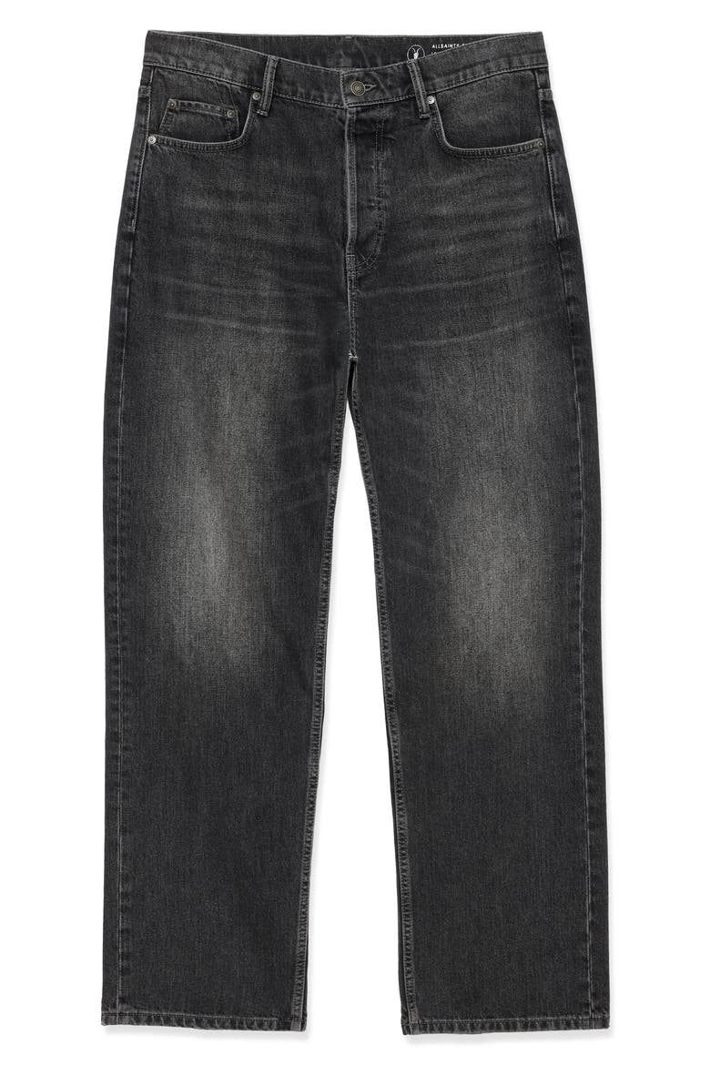 Loose Straight Leg Jeans, Alternate, color, WASHED BLACK