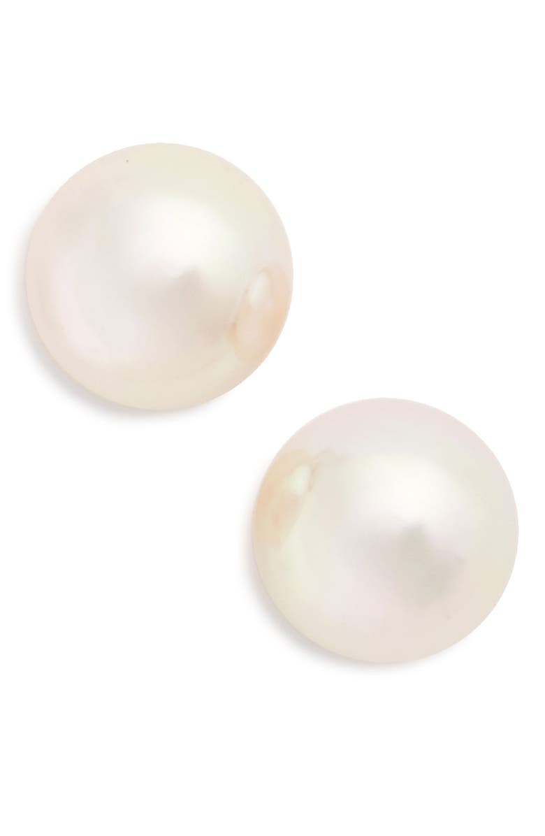 Majorica Round Simulated Pearl Stud Earrings, Main, color, 