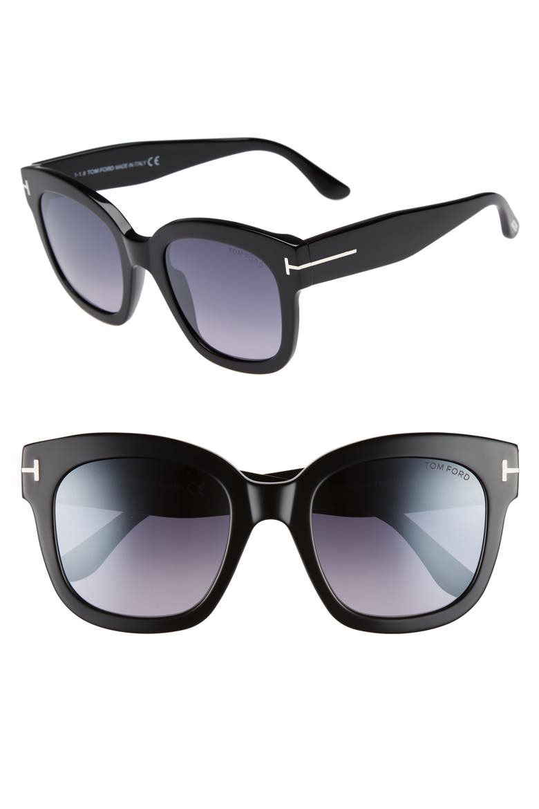 Beatrix 52mm Sunglasses, Alternate, color, SHINY BLACK / SMOKE MIRROR
