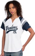 STARTER Women's Starter  White New York Yankees Game On Notch Neck Raglan T-Shirt