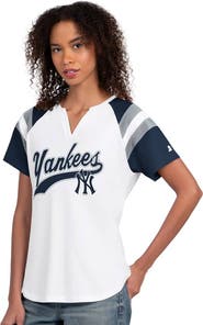 STARTER Women's Starter White New York Yankees Game On Notch Neck Raglan T-Shirt
