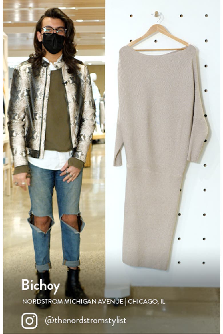 Lara One-Shoulder Long Sleeve Sweater Dress video