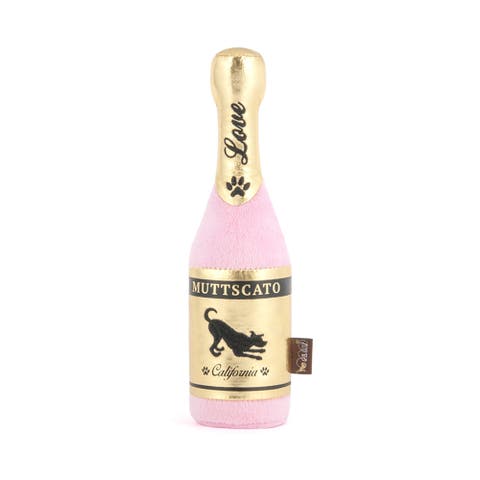 Puppy Love Barking Bubbly Plush Dog Toy, Muttscato Champagne Bottle