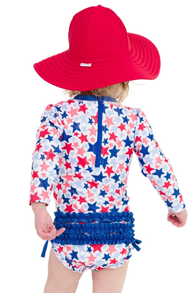 RuffleButts Shimmer Star Spangle One-Piece Swimsuit, Alternate, color,