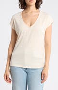 MAX STUDIO Cap Sleeve Ruched Crinkled Knit Top