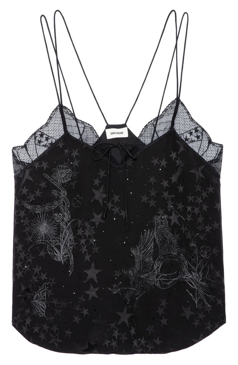 Zadig & Voltaire Capela Stars Jacquard Lace Silk Camisole, Alternate, color, 