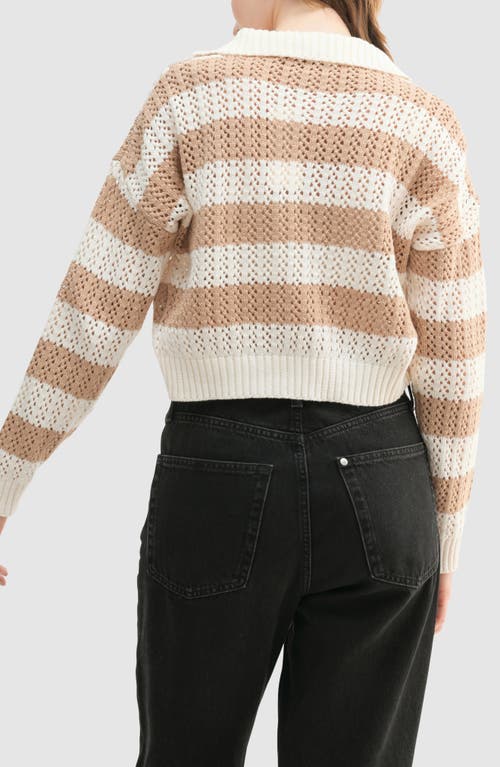 Lush Stripe Open Stitch Half Zip Sweater In Multi