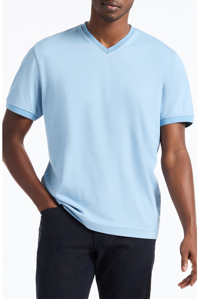 Holton V-Neck Cotton Blend Piqué T-Shirt, Main, color, SLATE BLUE