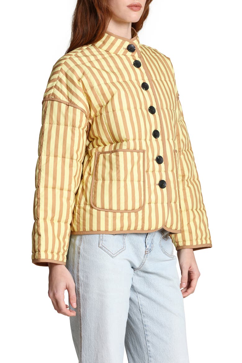 Stripe Boxy Quilted Cotton Blend Jacket, Alternate, color, BUTTER-NATURAL STRIP