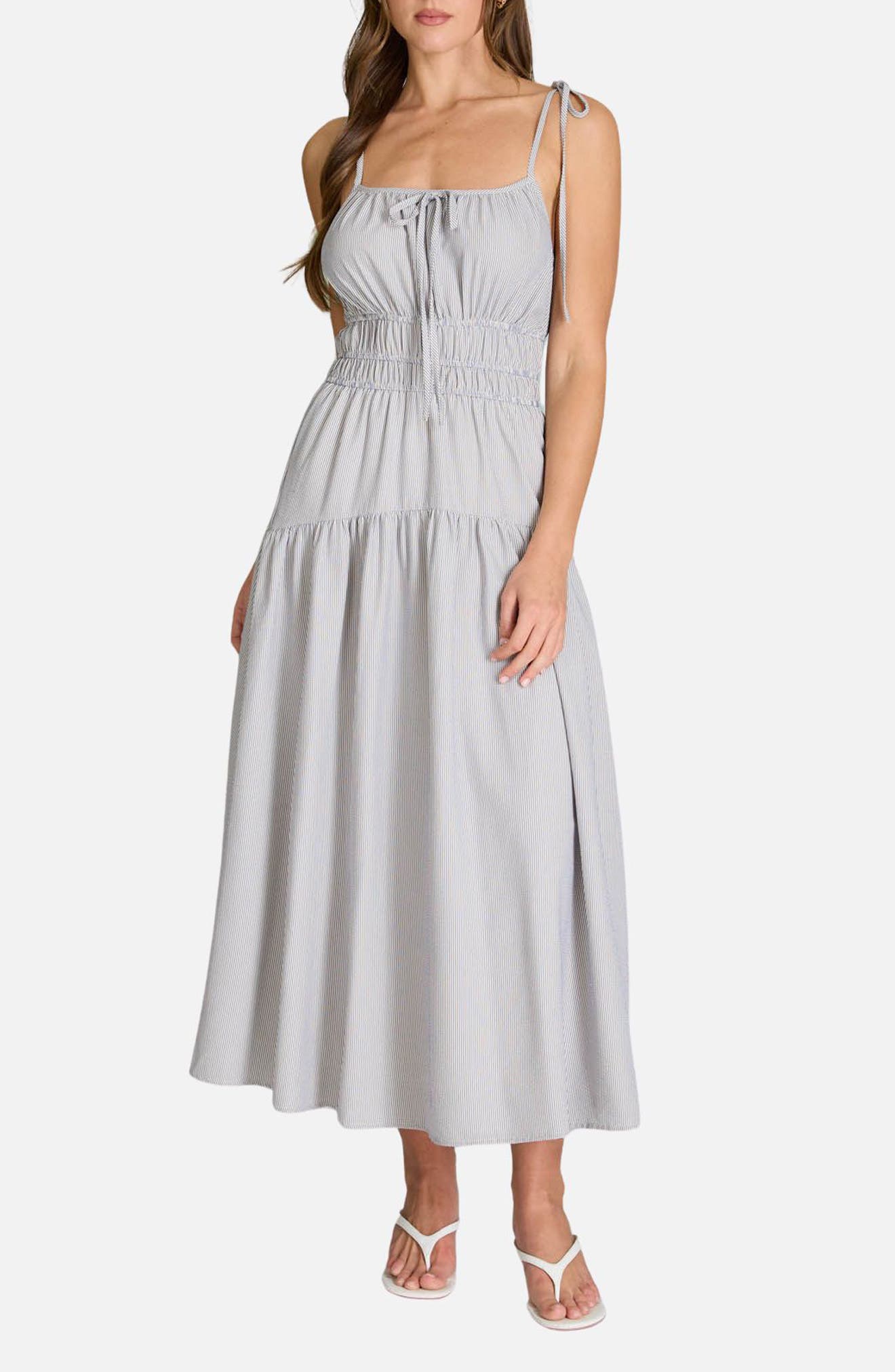 Stripe Tiered Midi Sundress - image 3
