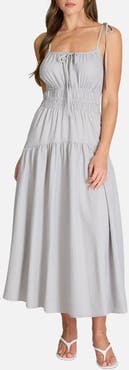 Blu Pepper Stripe Tiered Midi Sundress