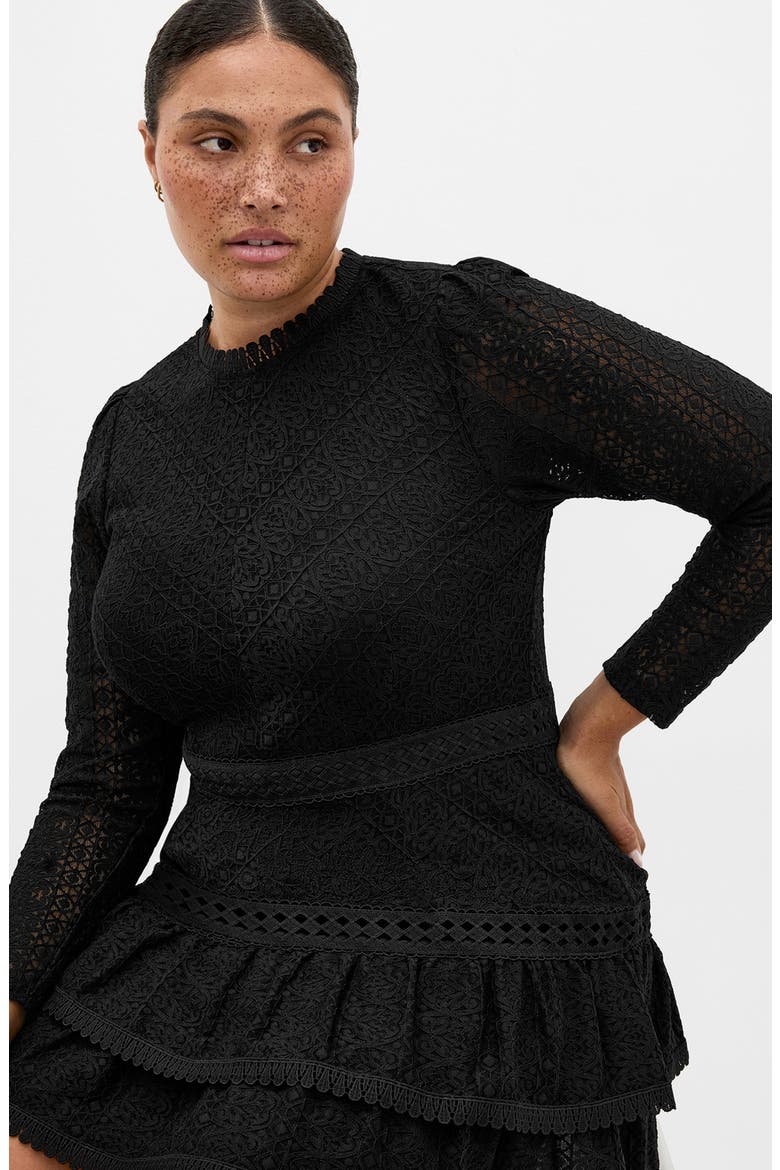 Gabriella Lace Minidress, Alternate, color, BLACK/ BLACK