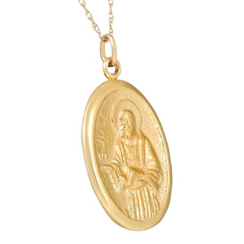 Bliss Diamond 14k Or Gold St. Jude Medal Pendant 1" Tall 3 Grams In Yellow Gold