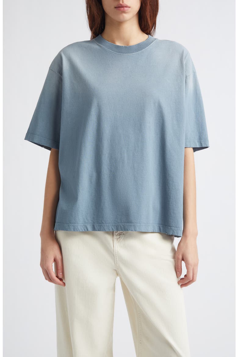 Distressed & Faded Boxy Cotton T-Shirt, Main, color, WINDWARD BLUE