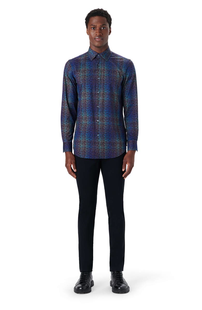 Bugatchi OoohCotton<sup>®</sup> Abstract Print Button-Up Shirt, Alternate, color, 