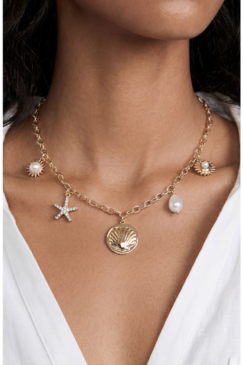 Coastal Charm Necklace, Alternate, color, GOLD