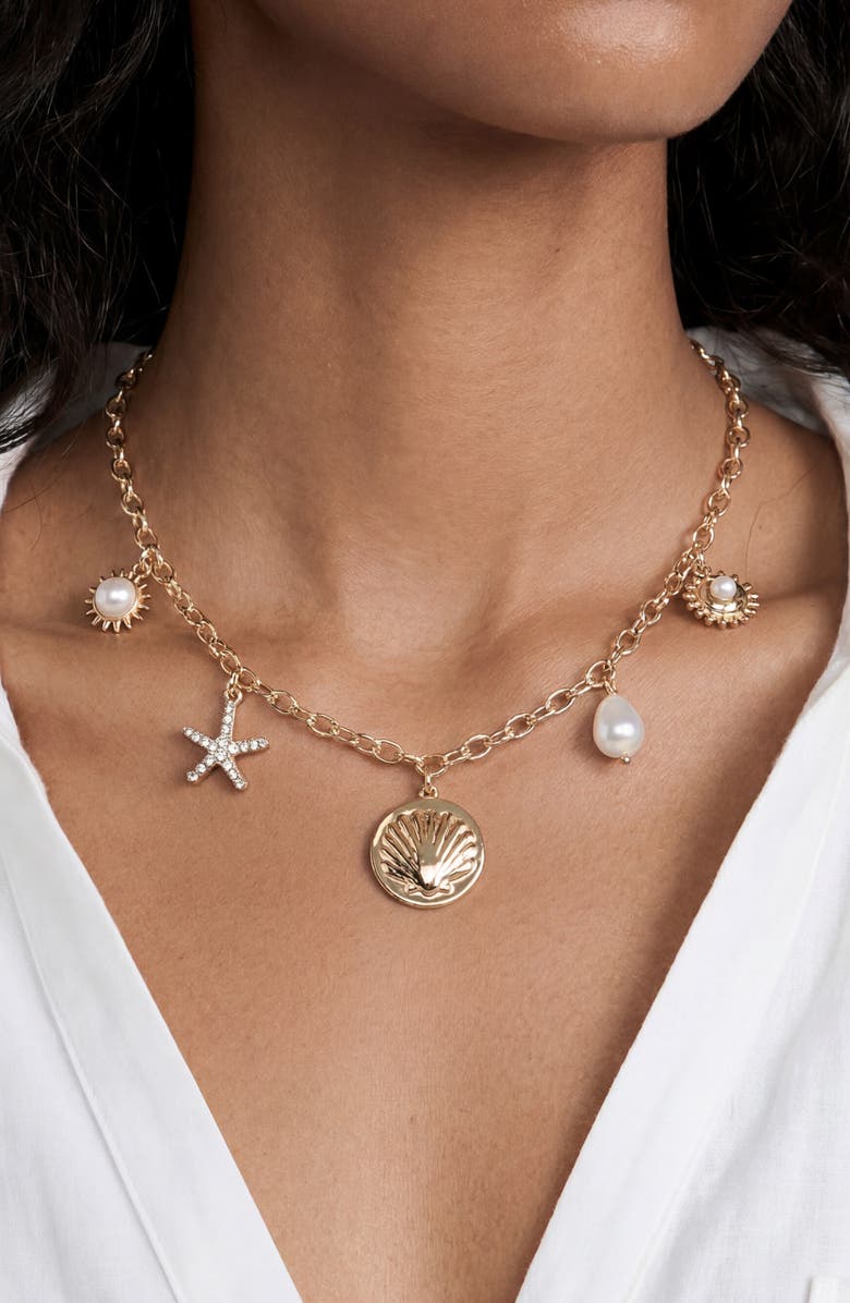 Ettika Coastal Charm Necklace, Alternate, color, Gold