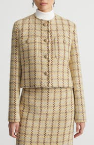 Lafayette 148 New York Check Insulated Wool Blend Jacket